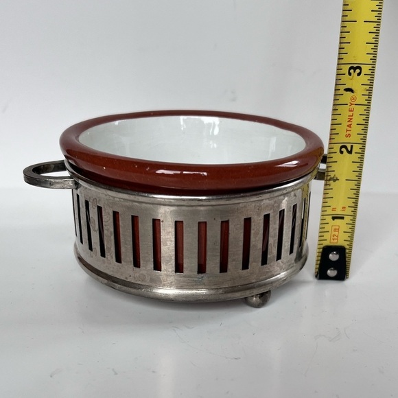 Vintage Guernsey Cooking Ware Custard Cup W/ Silver Holder Klever Kraft - Picture 8 of 8